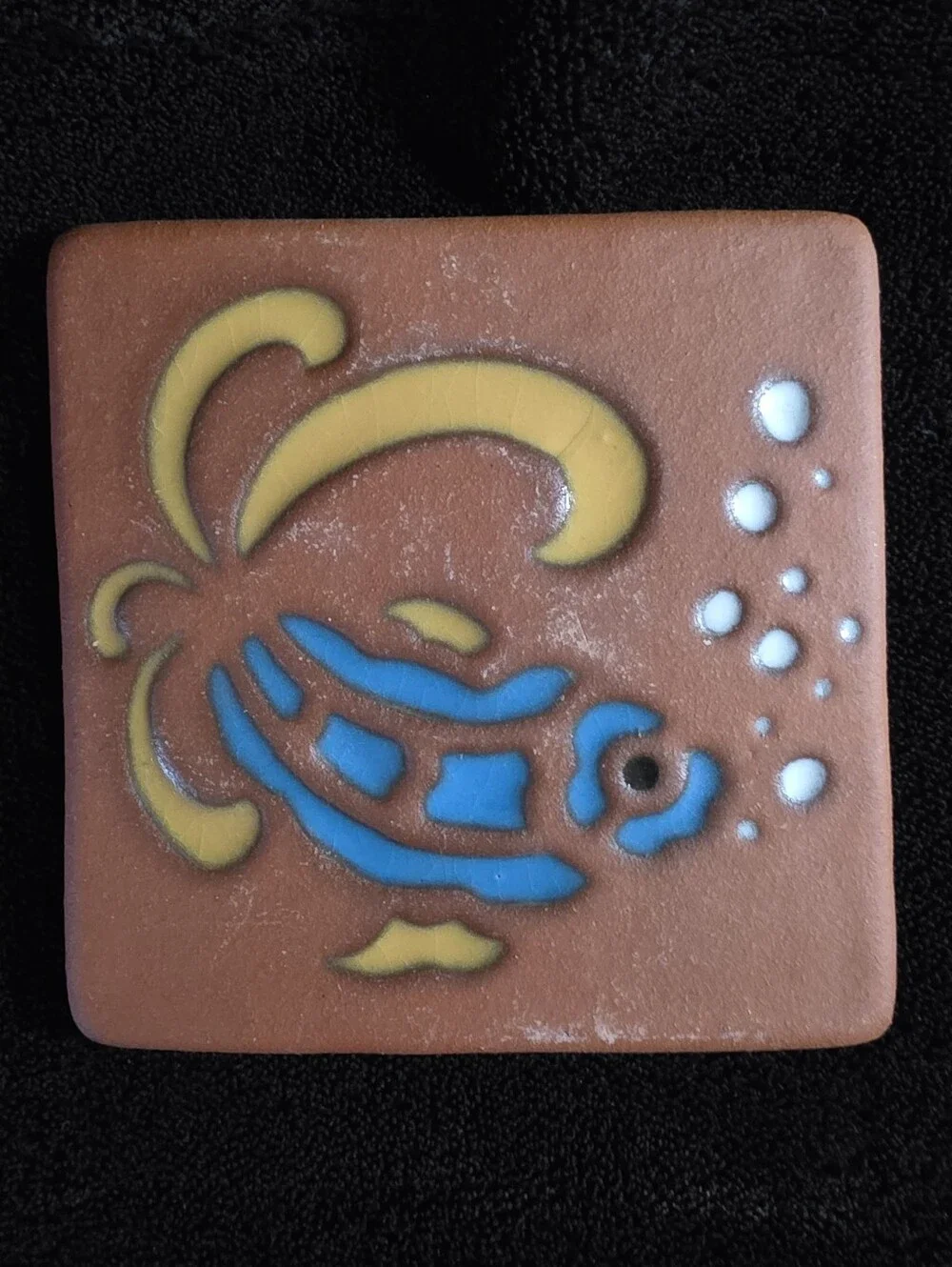 Vintage 1997 Studio Pottery Tropical Fish Wall Tiles Set of 3